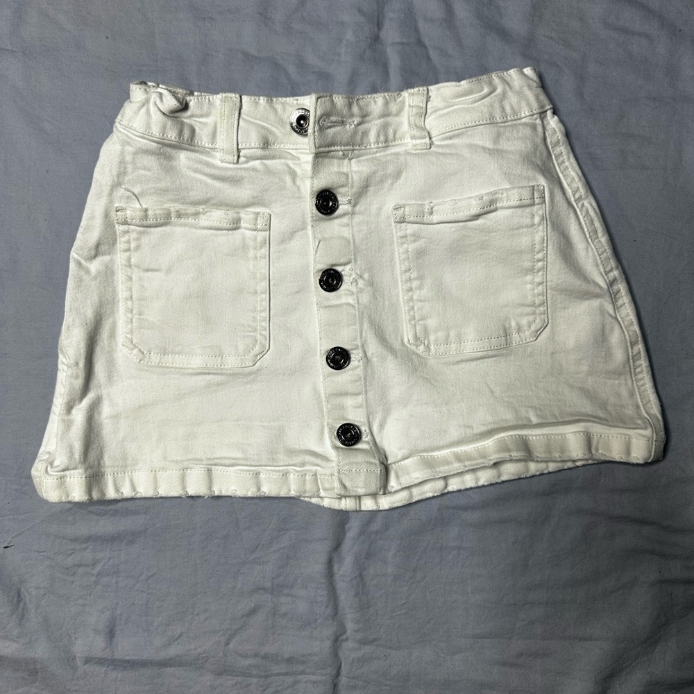 Zara Kids White Button-Front Mini Skirt - Picture 1 of 6